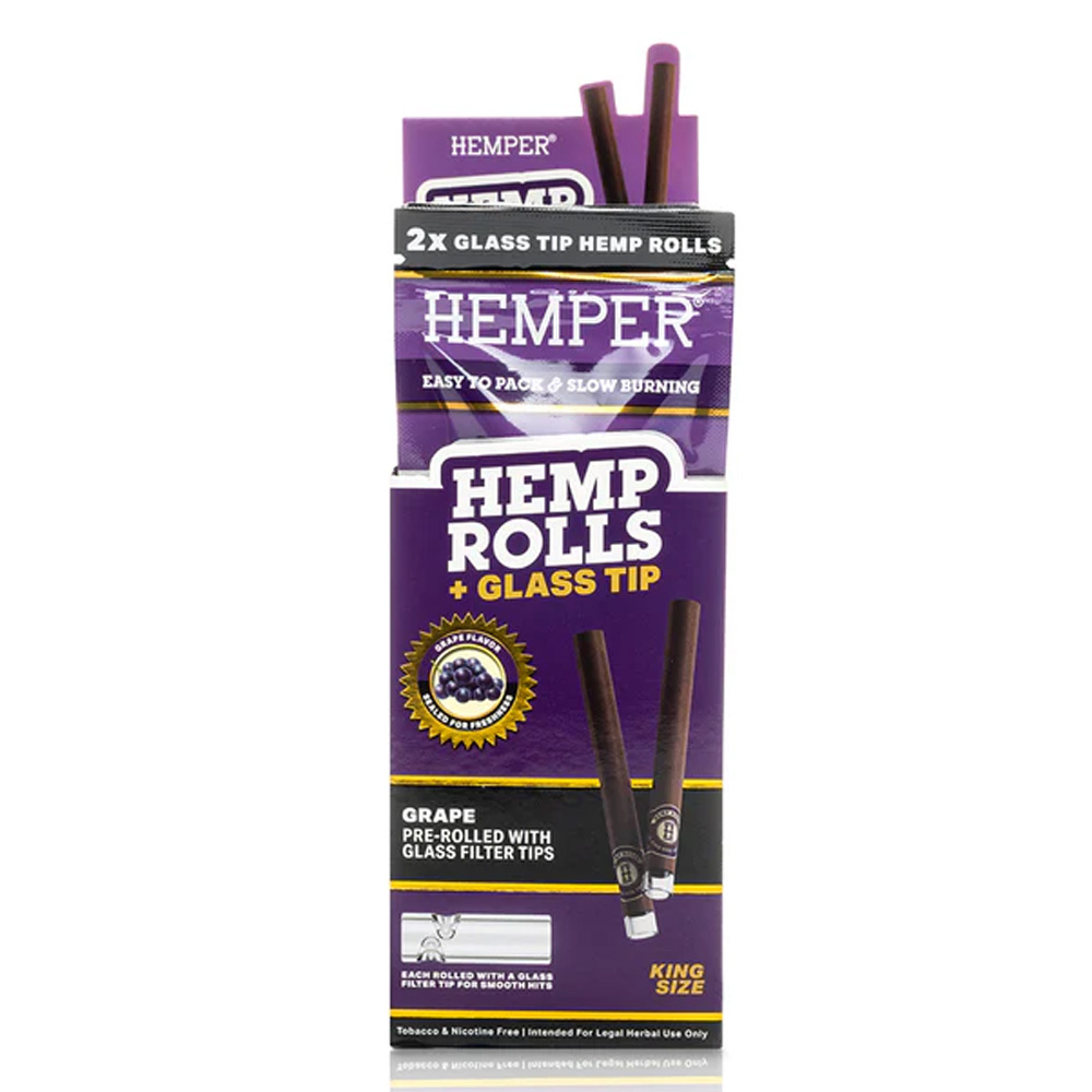 Blunts  Rolls Hemper K.S. & Glass Tips Hemp Grape 12x2 ud.