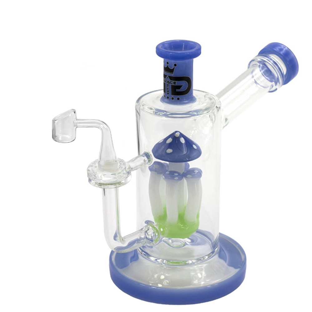 Bong Bho Cristal Percolator Blue Mushroom 19 cm.