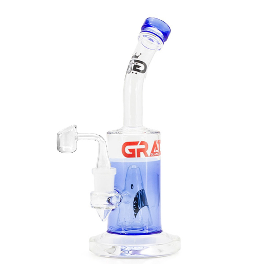 Bong Bho Cristal Percolator Shark Attack Ocean Blue 27 cm.