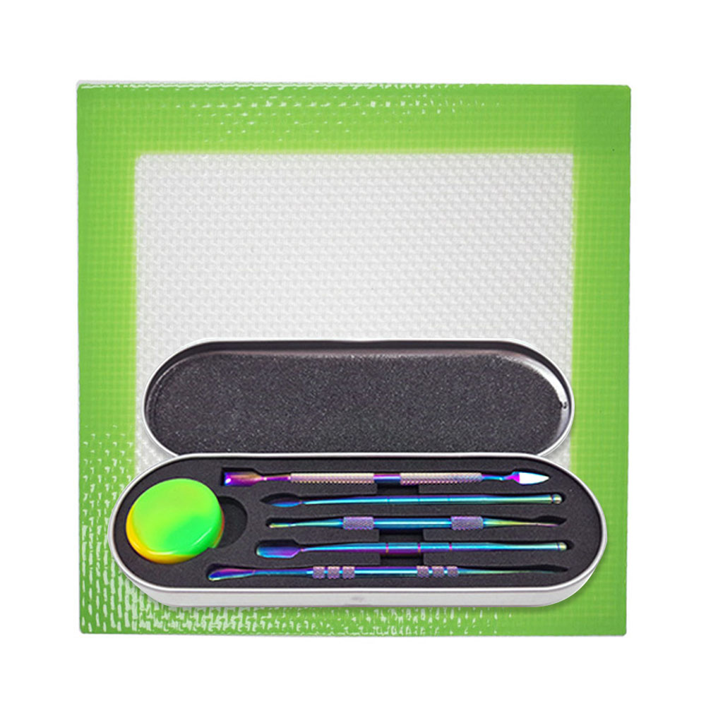 Dabber Acero Inox. Set Oil Rainbow & Tapete Silicona