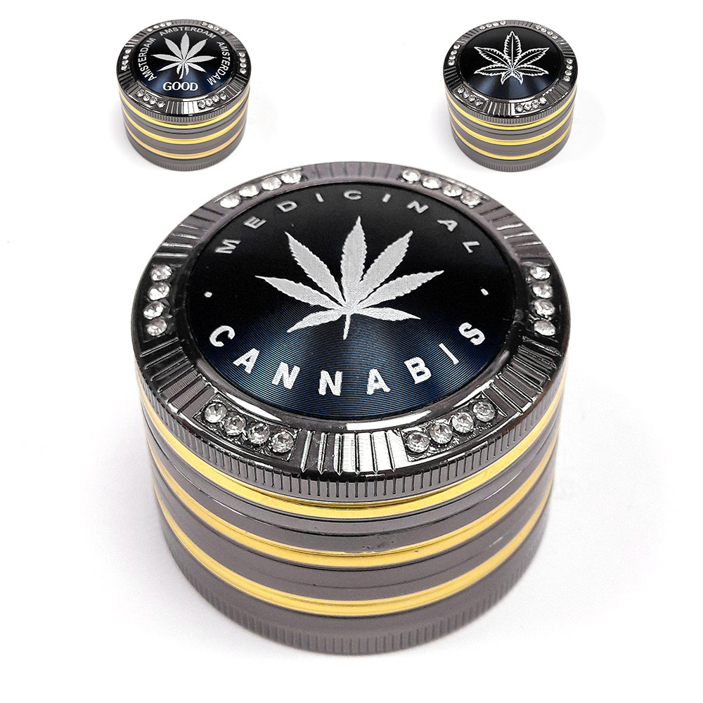 Grinder Polinizador Metal Leaf Black 52 mm.