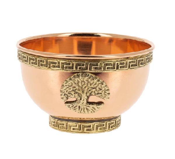Incensario Cuenco Árbol de la Vida Cobre & Laton 8x5 cm.