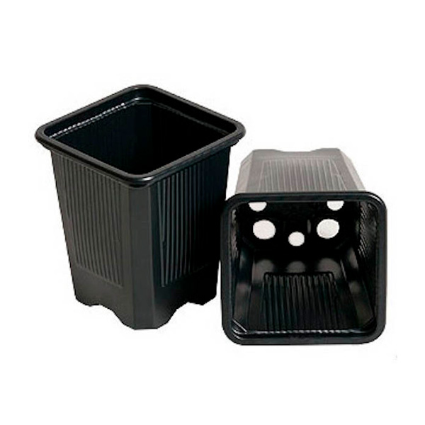 Maceta Cuadrada Negra  7 x 7 x 8 cm. 0.23 lt. - 100 ud.