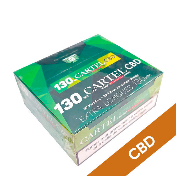 Papel de Fumar Cartel 130 mm. & Tips Cbd Unbleached Hemp 24 ud.