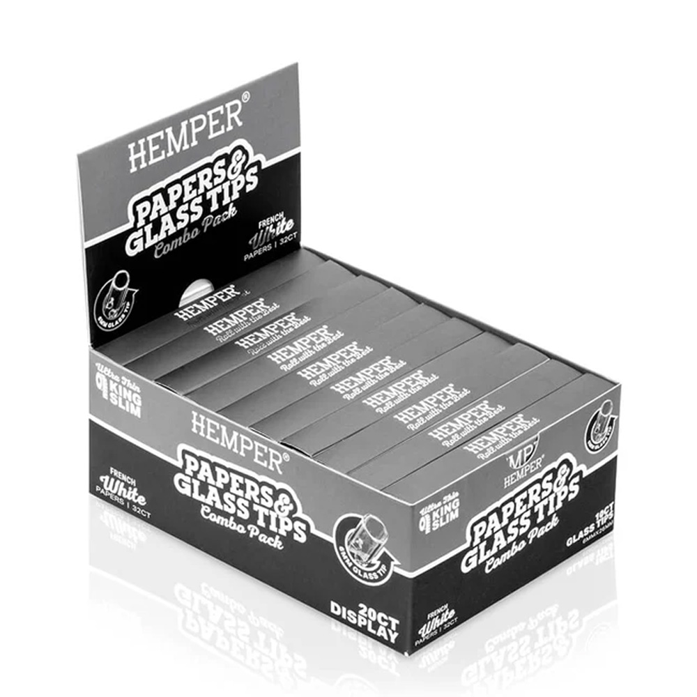 Papel de Fumar K.S. &amp; Glass Tips 10x6 mm. 20 Librillos Hemper