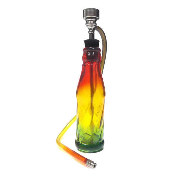 Pipa Cristal Mini Botella Rasta Leaf