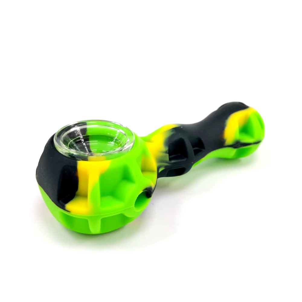 Pipa Silicona & Dabber Glass Bowl Black-Green 11 cm.